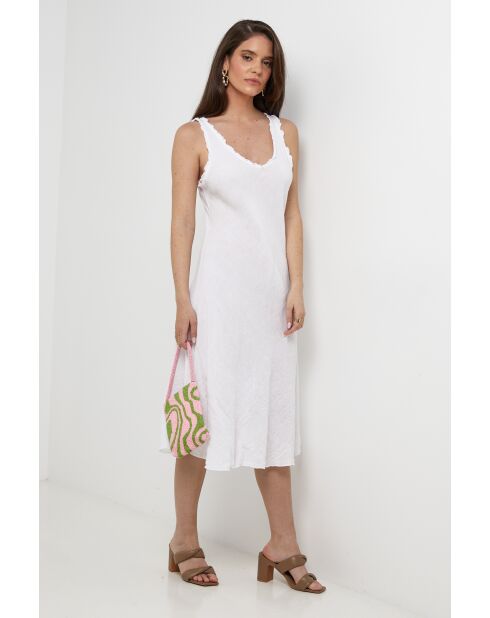 Myrtille jurk van 100% wit linnen