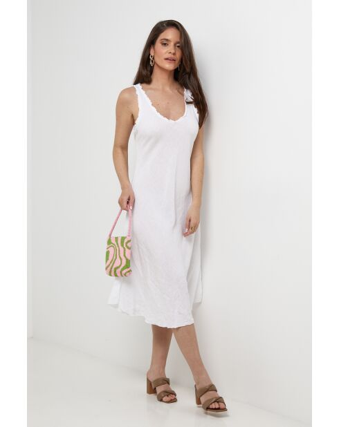 Myrtille jurk van 100% wit linnen