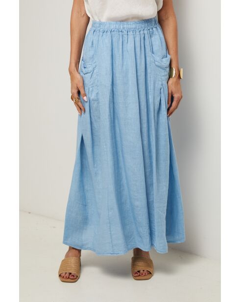 Jupe Tessy 100% Lin indigo