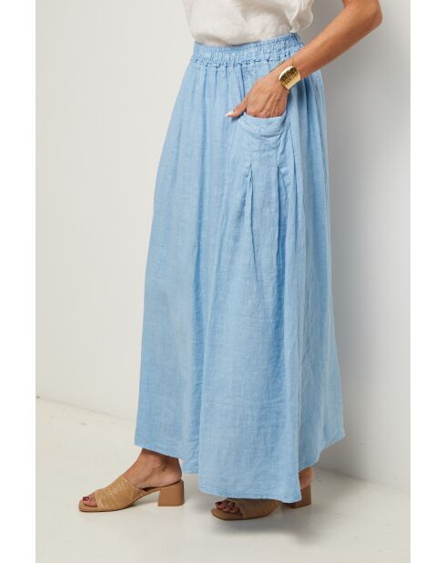 Jupe Tessy 100% Lin indigo