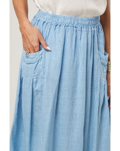 Jupe Tessy 100% Lin indigo