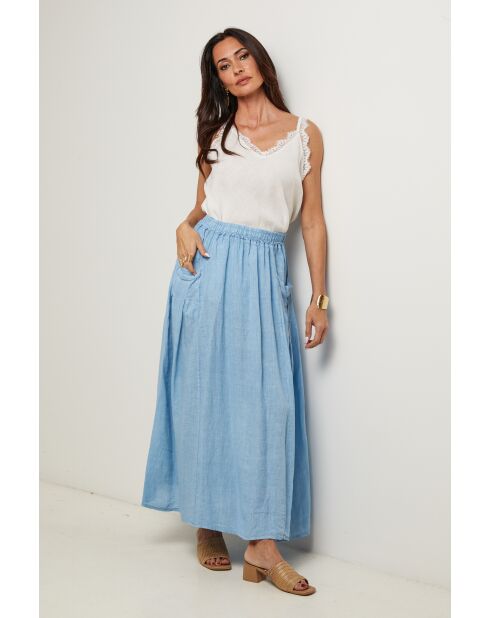 Jupe Tessy 100% Lin indigo