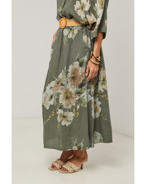 Jupe Calista 100% Lin kaki