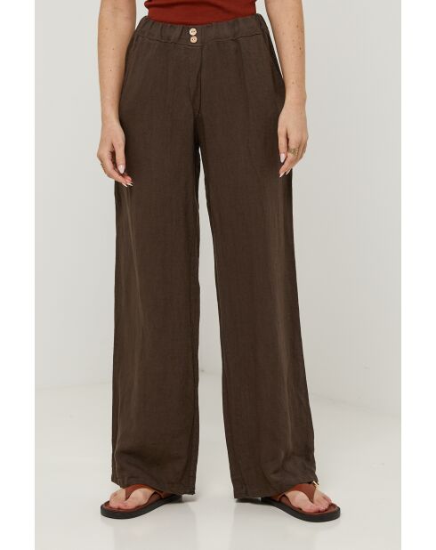 Bruine broek van 100% linnen Zélie