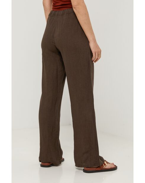 Bruine broek van 100% linnen Zélie