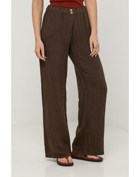 Bruine broek van 100% linnen Zélie