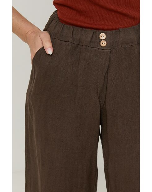 Bruine broek van 100% linnen Zélie