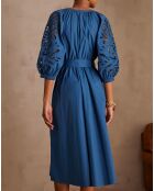 Micha R besticktes Petrolkleid