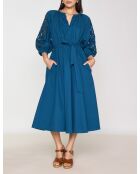 Micha R besticktes Petrolkleid