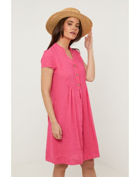 Robe Ysé 100% Lin fushia