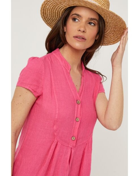 Robe Ysé 100% Lin fushia