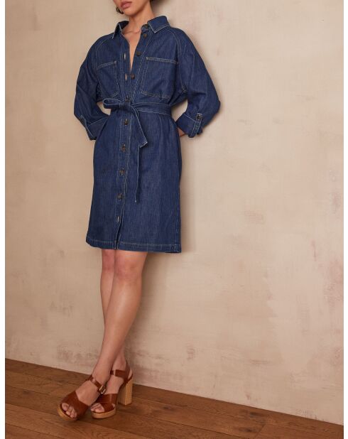 Lilou R dunkles indigofarbenes Jeanskleid