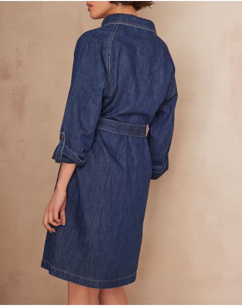 Lilou R dunkles indigofarbenes Jeanskleid