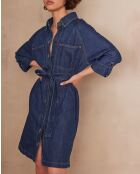 Lilou R dunkles indigofarbenes Jeanskleid