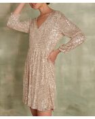 Clara R crèmekleurige jurk met lovertjes