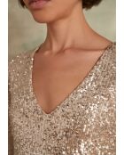 Clara R crèmekleurige jurk met lovertjes