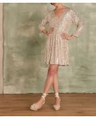 Clara R crèmekleurige jurk met lovertjes