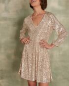 Clara R crèmekleurige jurk met lovertjes