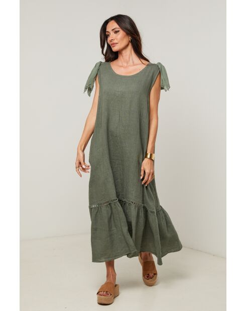 Robe Sohana 100% Lin kaki