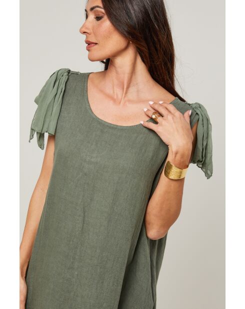 Robe Sohana 100% Lin kaki