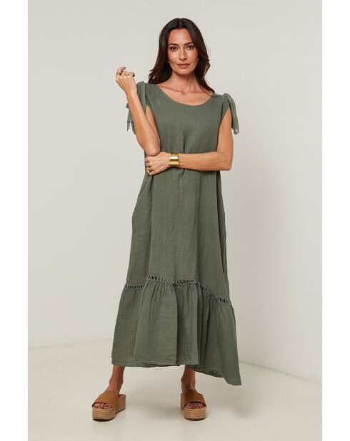 Robe Sohana 100% Lin kaki