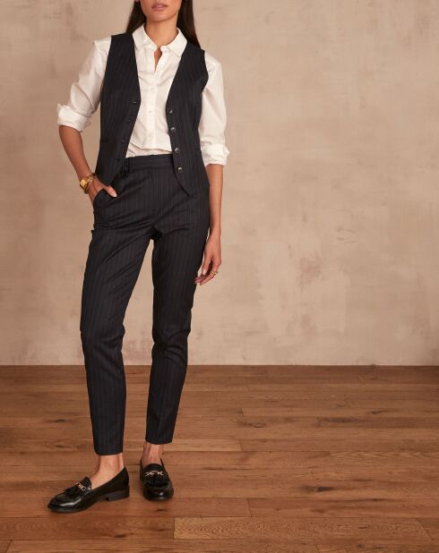 Sabil P Gestreifte Hose, marineblau