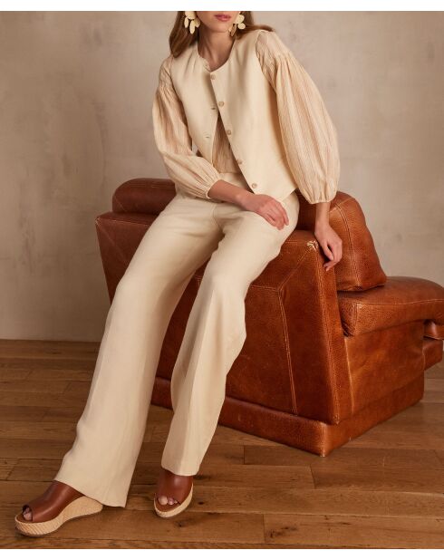 Layla P Uni crèmekleurige broek