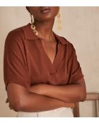 Schokoladenfarbener Lencel-Pullover