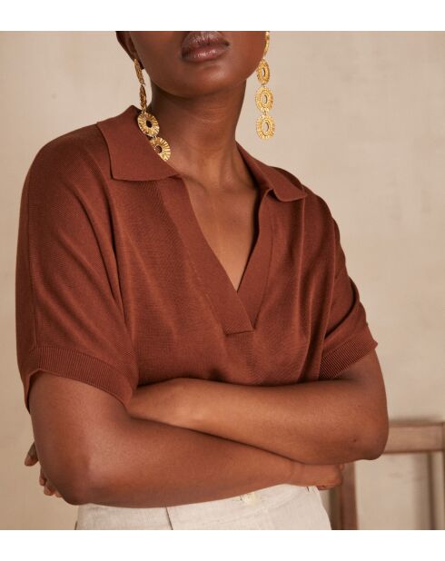 Schokoladenfarbener Lencel-Pullover