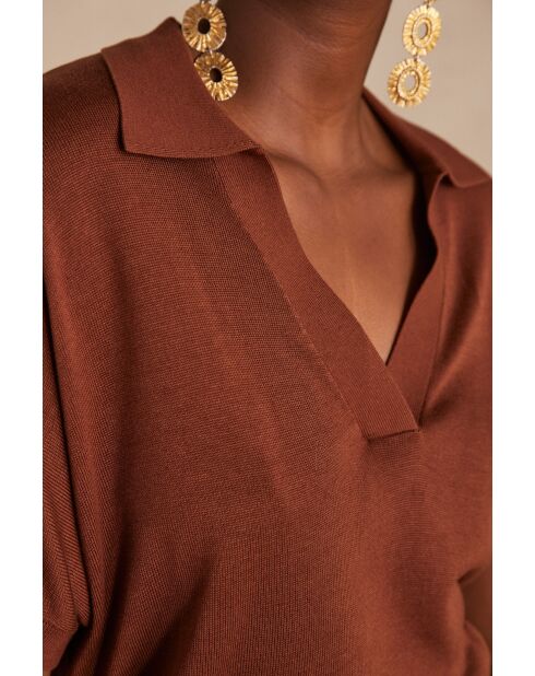 Schokoladenfarbener Lencel-Pullover