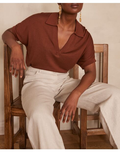 Schokoladenfarbener Lencel-Pullover