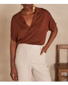 Schokoladenfarbener Lencel-Pullover