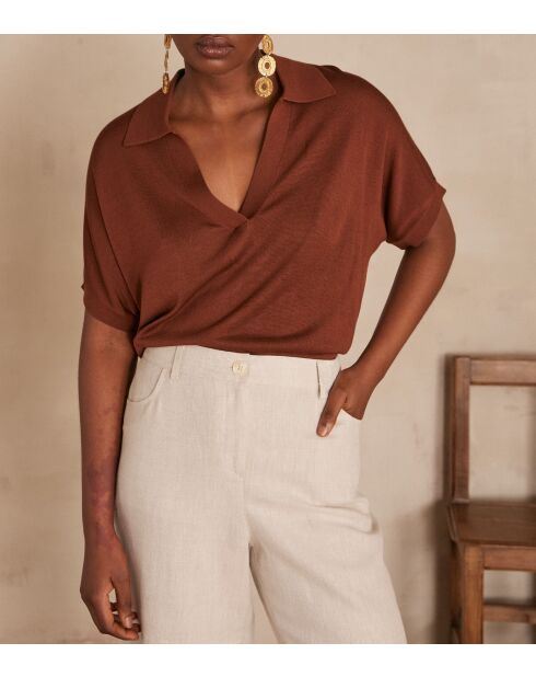 Schokoladenfarbener Lencel-Pullover