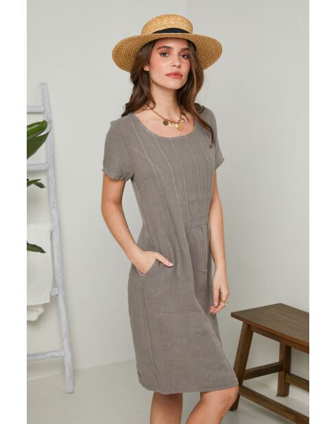 Robe Inaya 100% Lin taupe