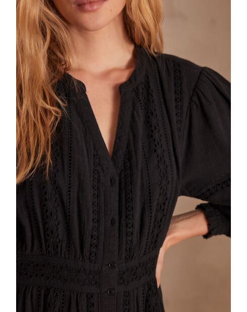 Lucilia R schwarzes besticktes Kleid