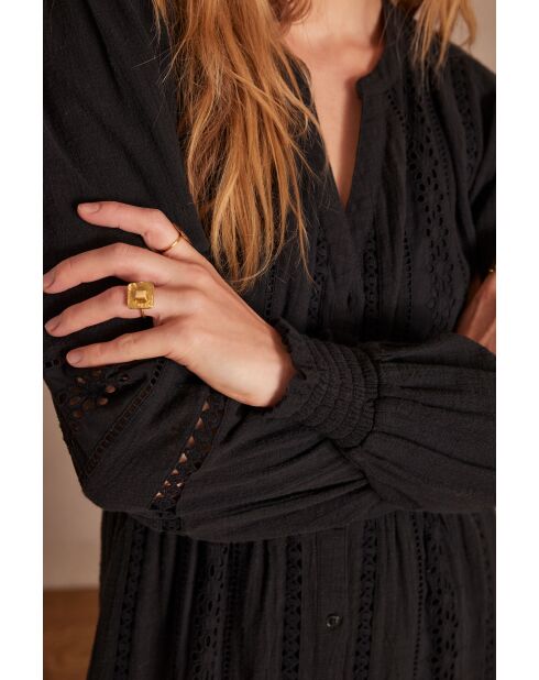 Lucilia R schwarzes besticktes Kleid