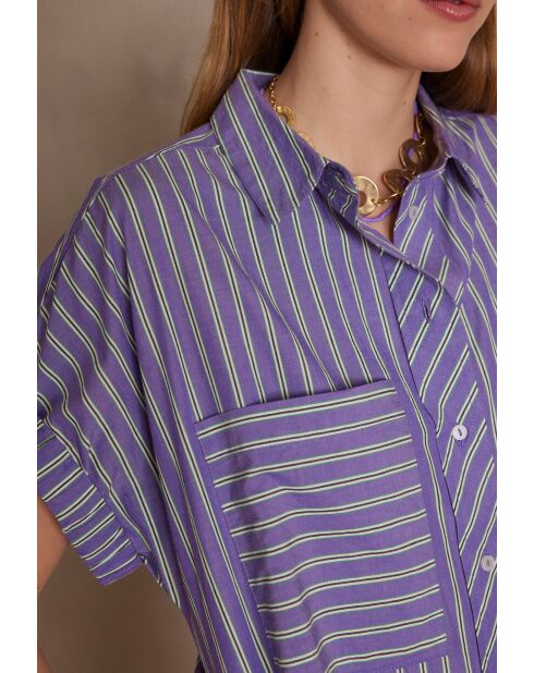 Gigi R paarse gestreepte jurk