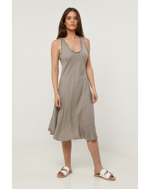 Abito Myrtille 100% lino tortora