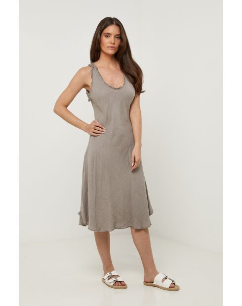 Abito Myrtille 100% lino tortora