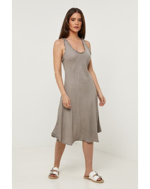 Abito Myrtille 100% lino tortora