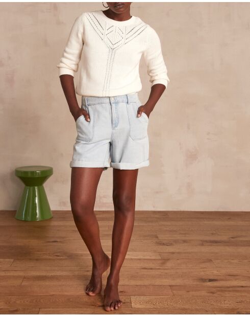 Sanae Sh Denim Light Indigo korte broek