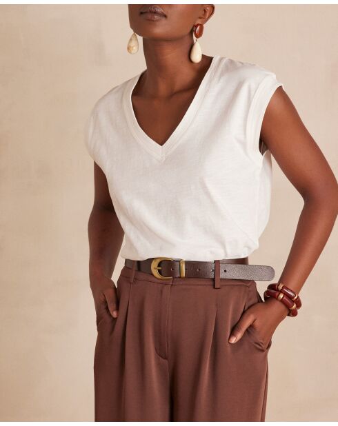 Delya cremefarbenes T-Shirt