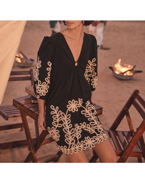 Alice R zwarte geborduurde jurk