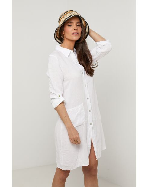 Nolwenn witte jurk van 100% linnen