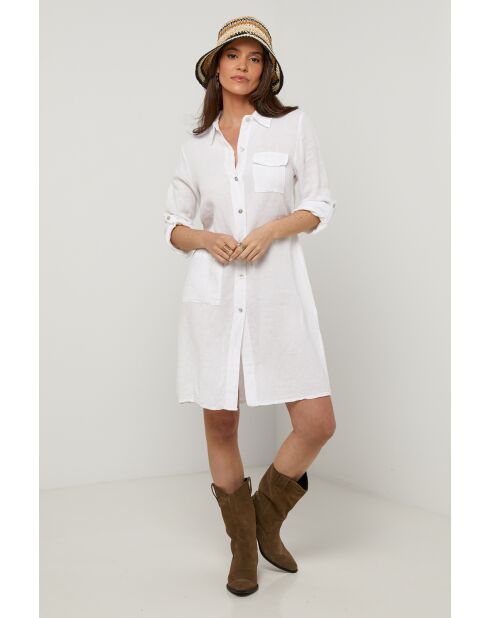 Nolwenn witte jurk van 100% linnen