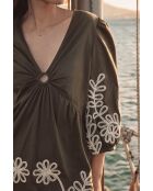 Alice R geborduurde kaki jurk