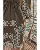 Alice R geborduurde kaki jurk