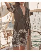 Alice R geborduurde kaki jurk