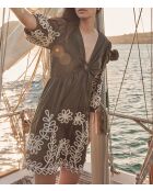 Alice R geborduurde kaki jurk