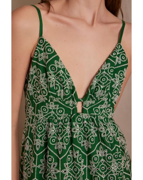 Lizzie R Besticktes englisches grünes Kleid